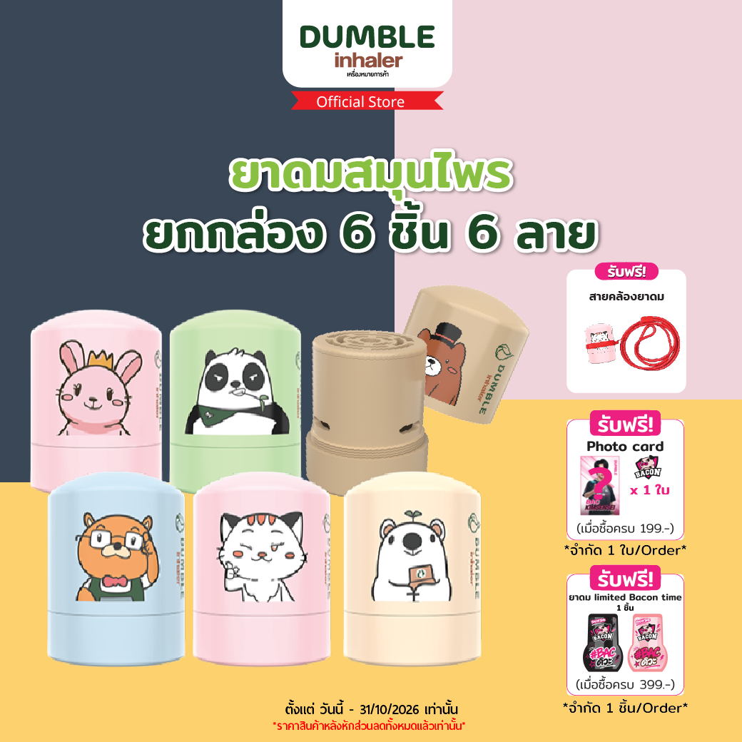 (6 Pcs Pack) Dumble Herbal Inhaler Bob and Friend Collection